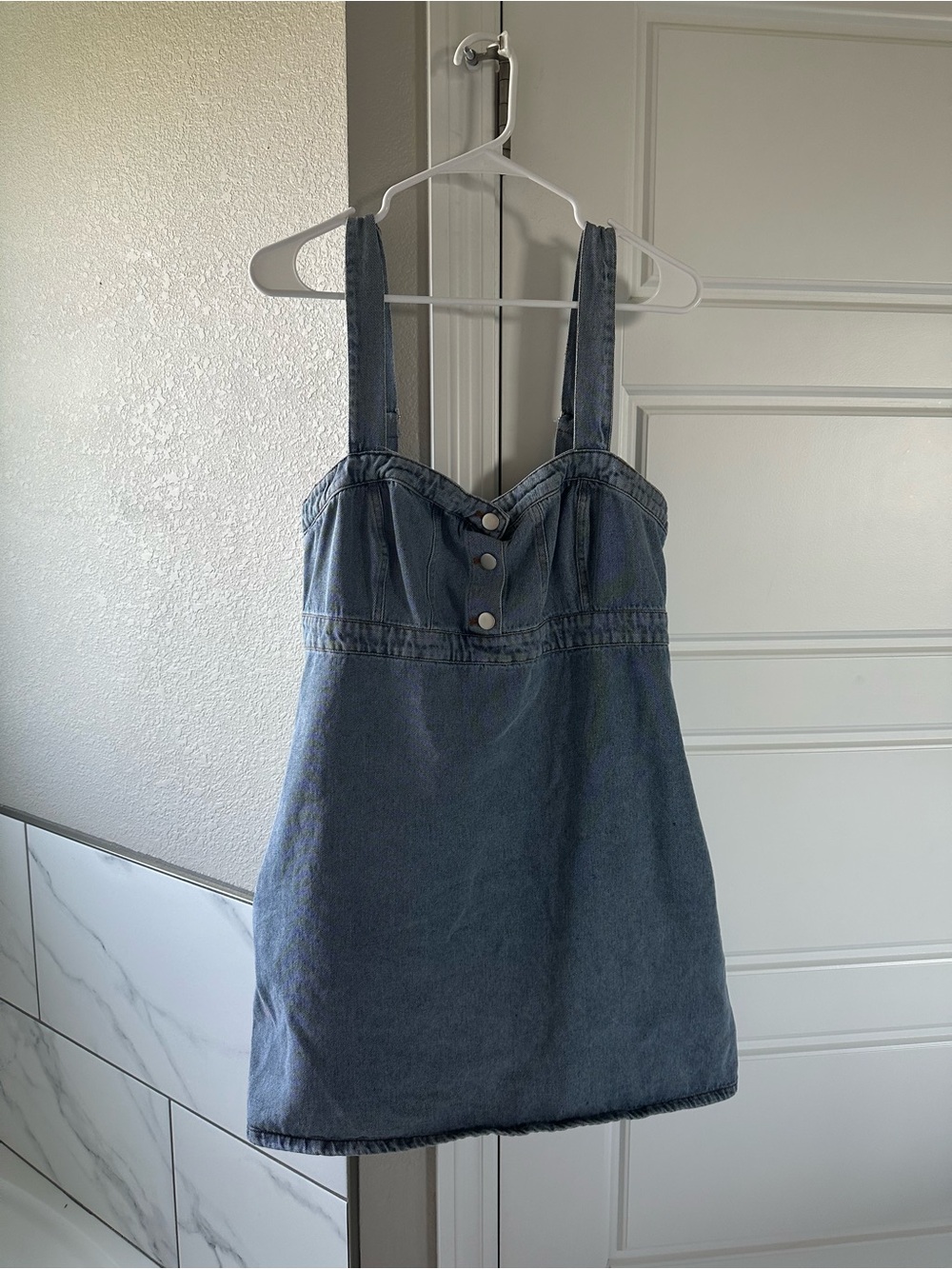 Le Lis Light Blue Denim Mini Dress